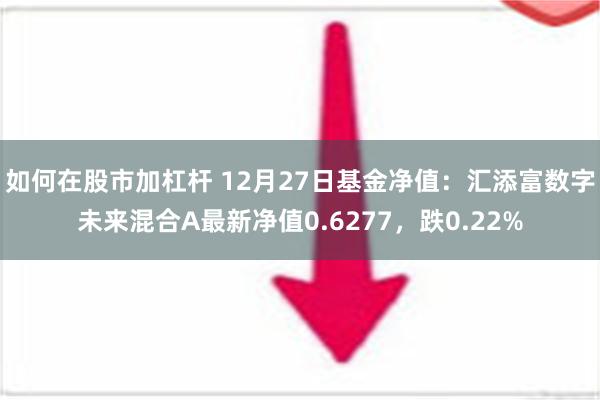 如何在股市加杠杆 12月27日基金净值：汇添富数字未来混合A最新净值0.6277，跌0.22%